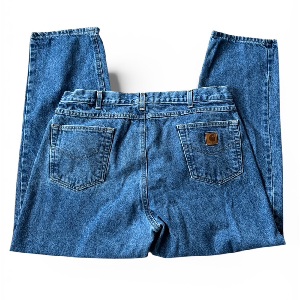 Carhartt Jeans Men 38X30 Blue Relaxed Fit B17-DST Distressed Denim Tapered *read